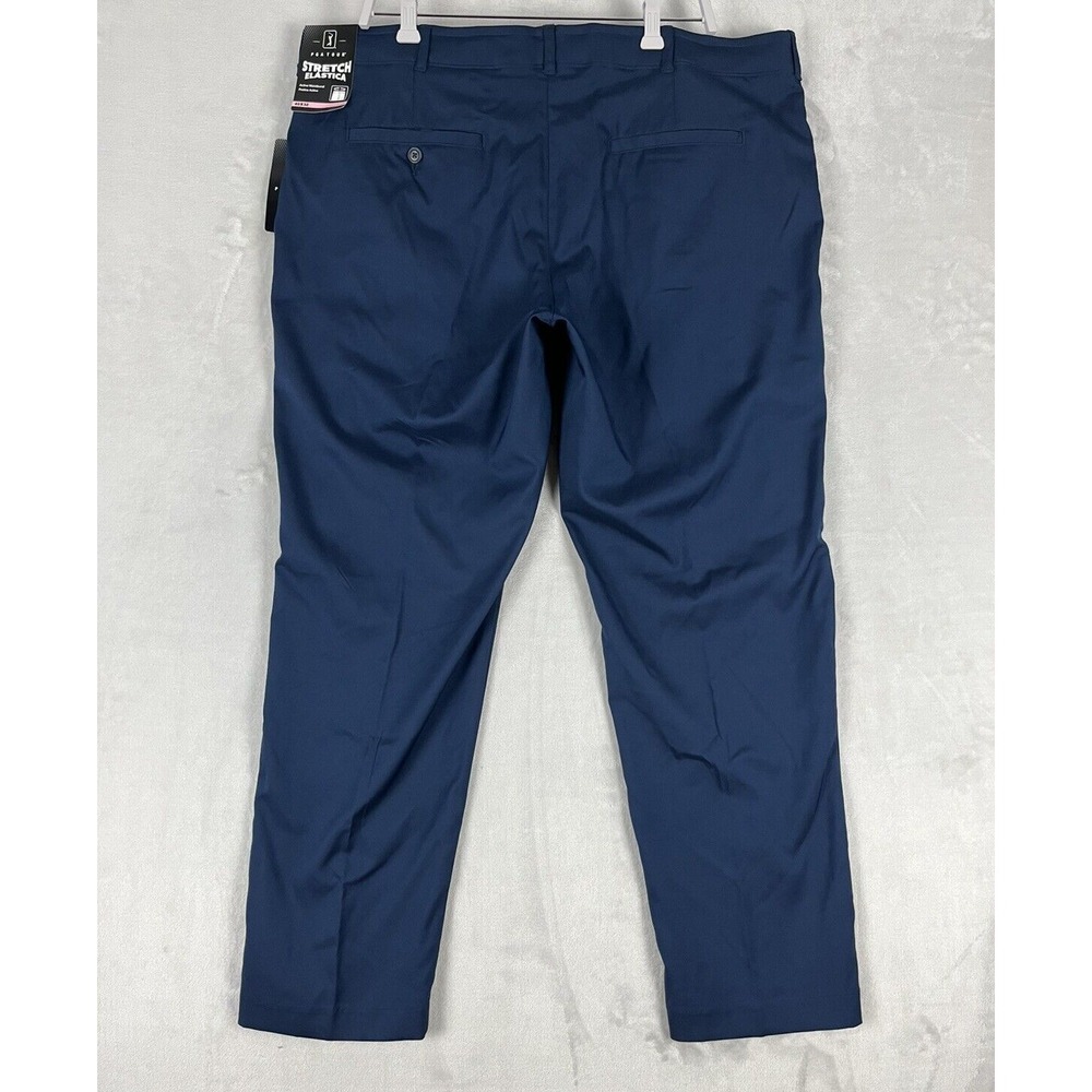 PGA TOUR Pants Men 40x32 Navy Flat Front Straight Leg Stretch SPF Golf Trouser - Picture 9 of 10